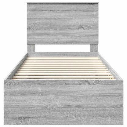 Bed Frame Grey Sonoma 90 x 200 cm Solid Pine Wood