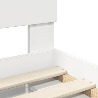 Bed Frame with Headboard White 75 x 190 cm Solid Pine Wood