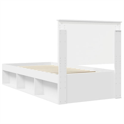 Bed Frame with Headboard White 75 x 190 cm Solid Pine Wood