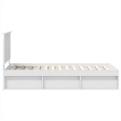 Bed Frame with Headboard White 75 x 190 cm Solid Pine Wood