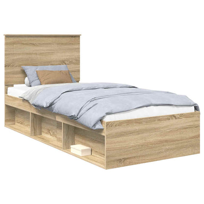 Bed Frame with Headboard Sonoma Oak 75 x 190 cm Solid Pine Wood