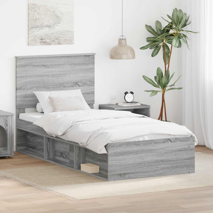 Bed Frame Grey Sonoma 75 x 190 cm Solid Pine Wood