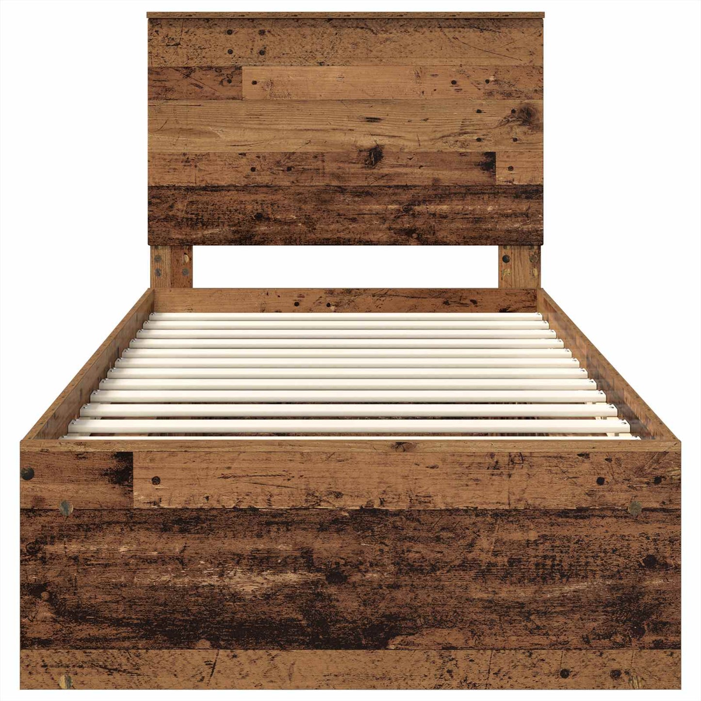 Bed Frame with Headboard Old Wood 75 x 190 cm Solid Pine Wood