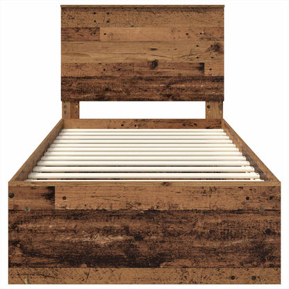 Bed Frame with Headboard Old Wood 75 x 190 cm Solid Pine Wood