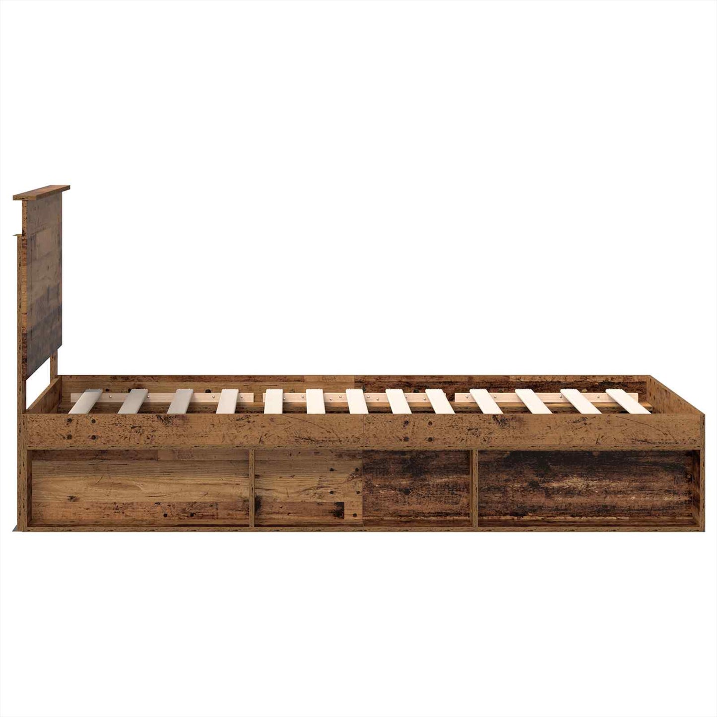 Bed Frame with Headboard Old Wood 75 x 190 cm Solid Pine Wood