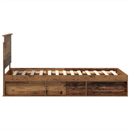 Bed Frame with Headboard Old Wood 75 x 190 cm Solid Pine Wood