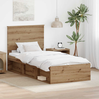 Bed Frame Artisian Oak 75 x 190 cm Solid Pine Wood