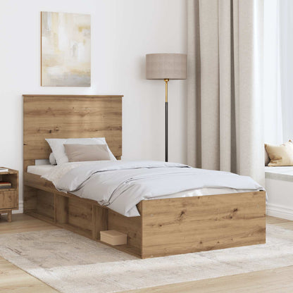 Bed Frame Artisian Oak 75 x 190 cm Solid Pine Wood