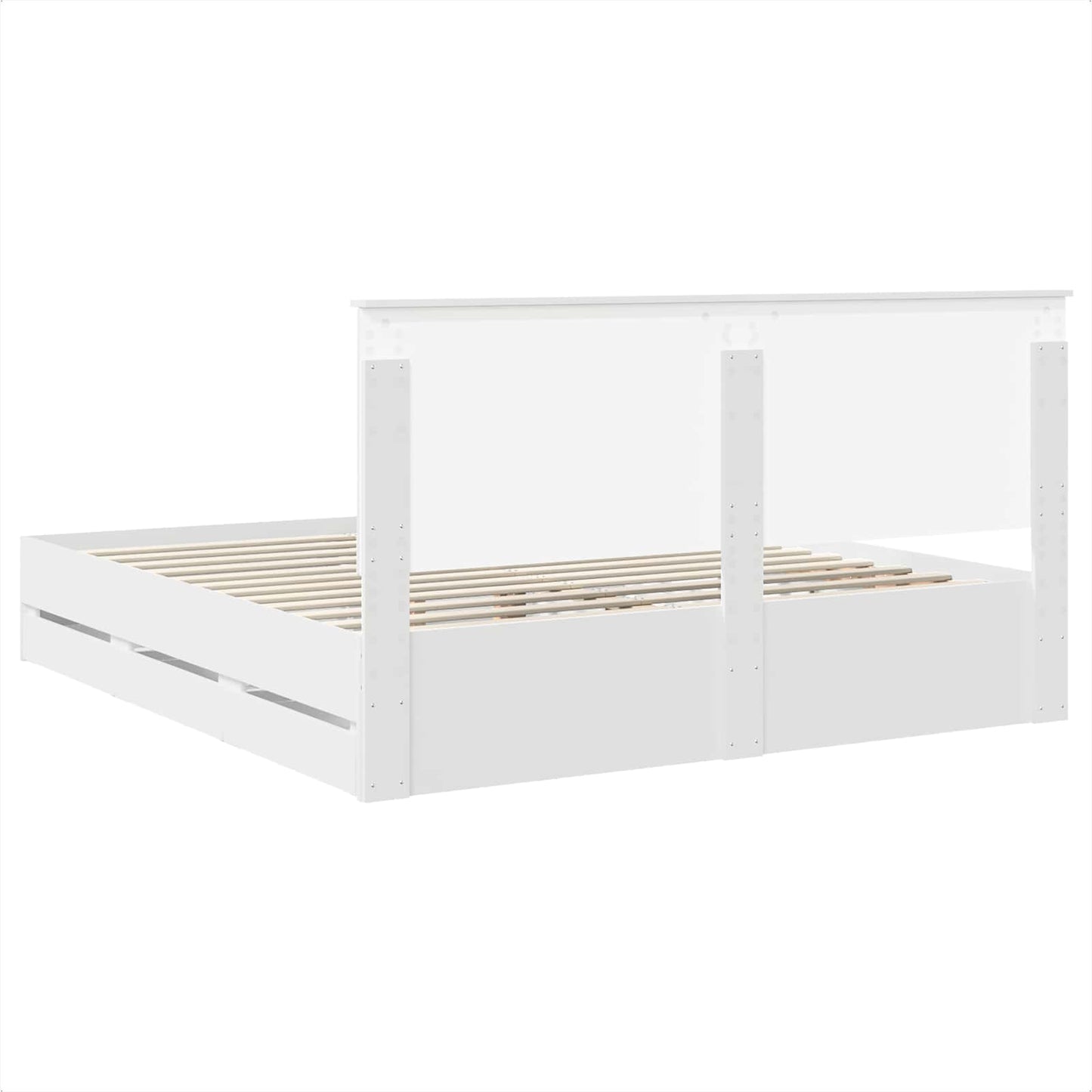 Bed Frame with Drawer White 200 x 200 cm Engineer Wood