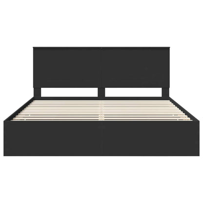 Bed Frame with Drawer Black 200 x 200 cm Engineer Wood