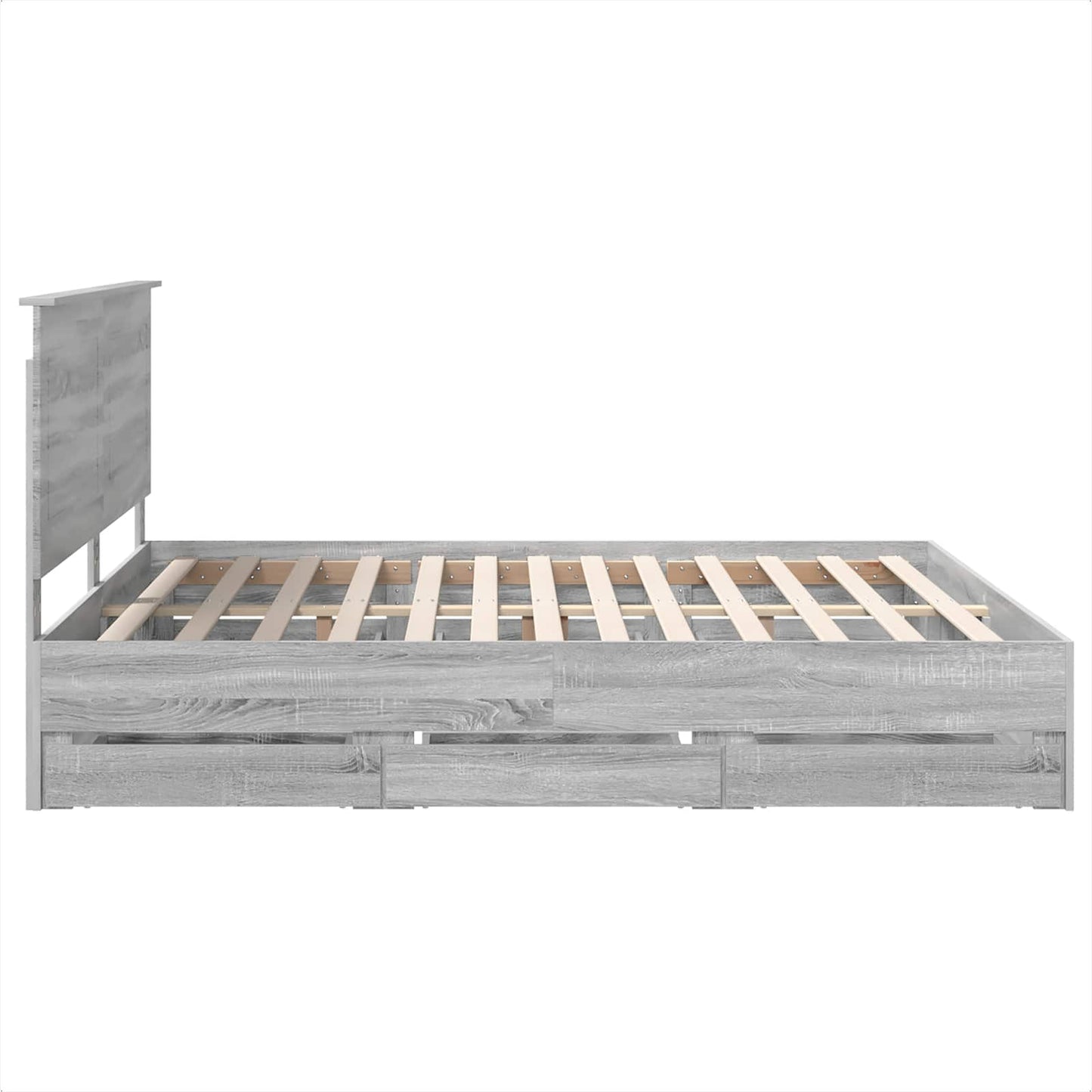Bed Frame with Drawer Grey Sonoma 200 x 200 cm Engineer Wood