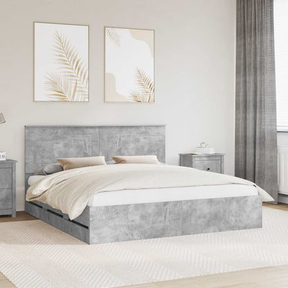 Bed Frame with Drawer Concrete Grey 180 x 200 cm Engineer Wood
