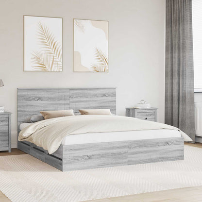 Bed Frame with Drawer Grey Sonoma 180 x 200 cm Engineer Wood