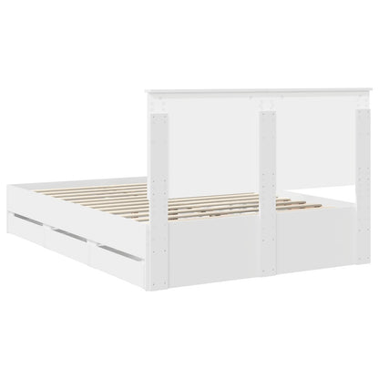 Bed Frame with Drawer White 150 x 200 cm Engineer Wood
