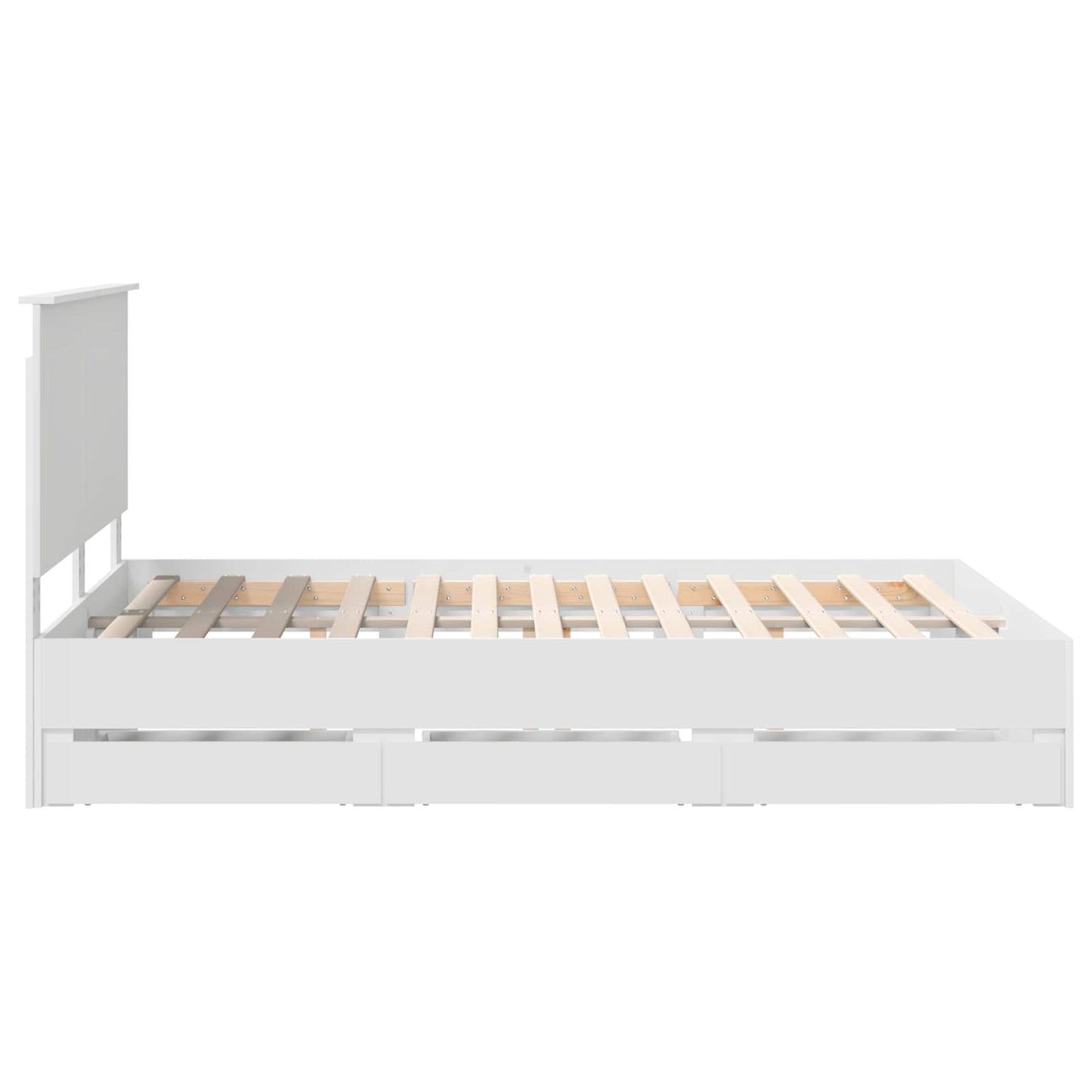 Bed Frame with Drawer White 150 x 200 cm Engineer Wood