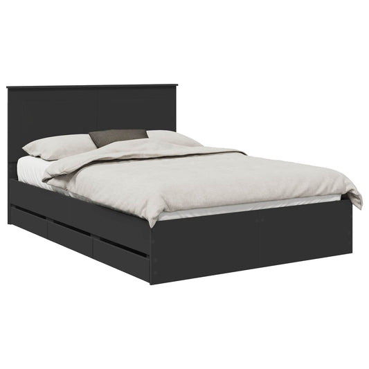 Bed Frame with Drawer Black 150 x 200 cm Engineer Wood