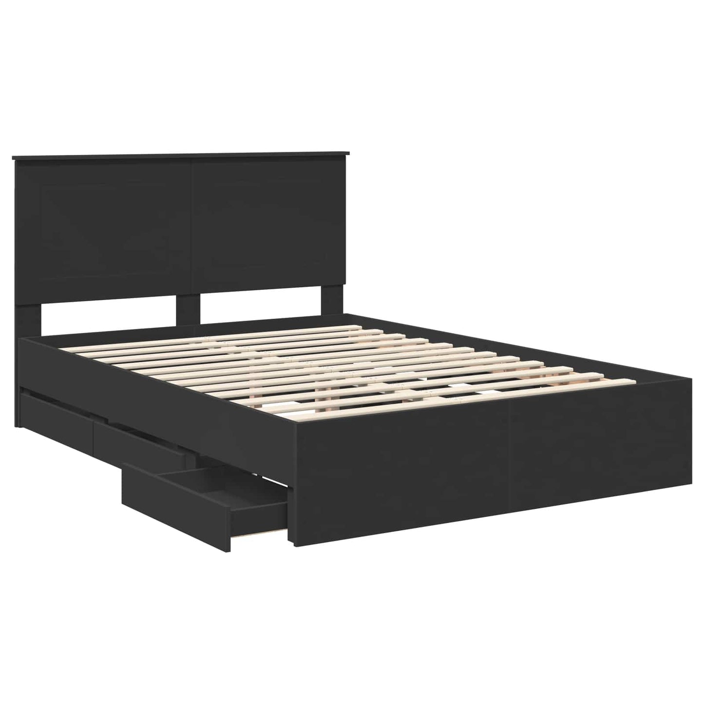 Bed Frame with Drawer Black 150 x 200 cm Engineer Wood