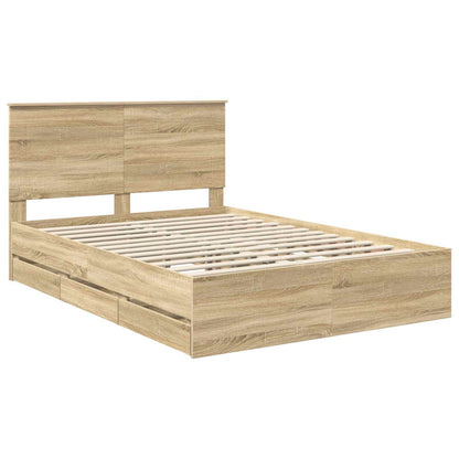 Bed Frame with Drawer Sonoma Oak 150 x 200 cm Engineer Wood