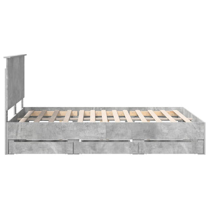 Bed Frame with Drawer Concrete Grey 150 x 200 cm Engineer Wood