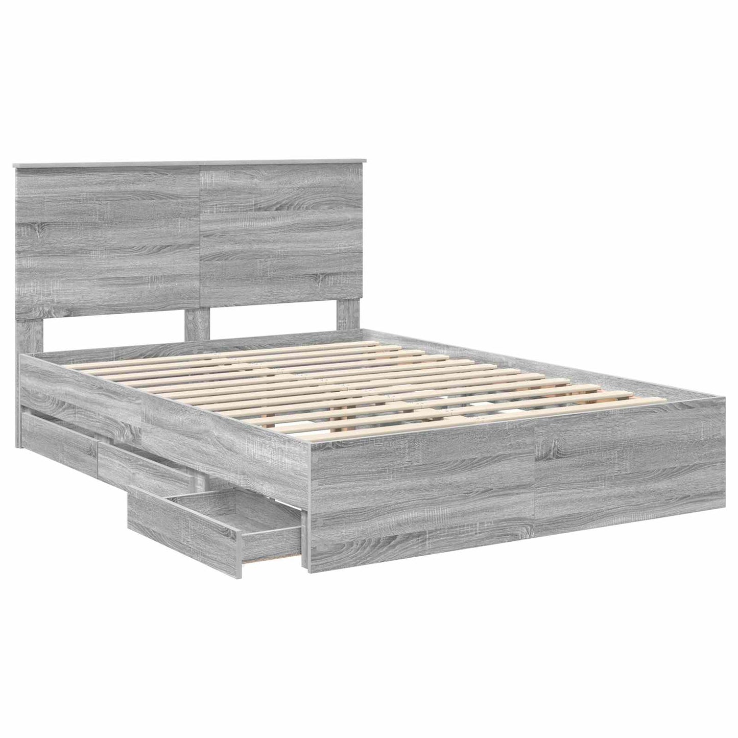 Bed Frame with Drawer Grey Sonoma 150 x 200 cm Engineer Wood