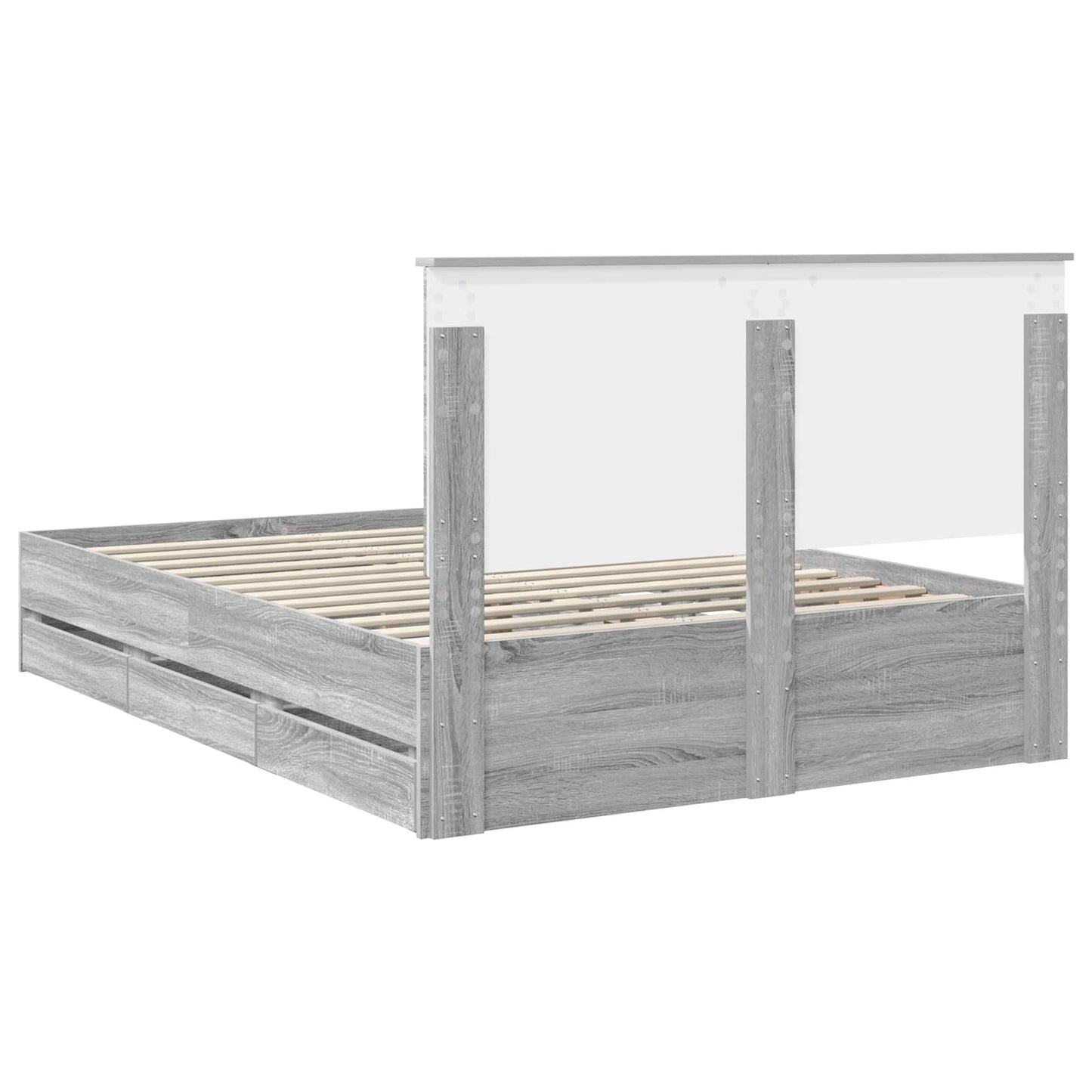Bed Frame with Drawer Grey Sonoma 150 x 200 cm Engineer Wood