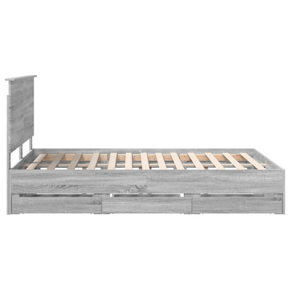 Bed Frame with Drawer Grey Sonoma 150 x 200 cm Engineer Wood