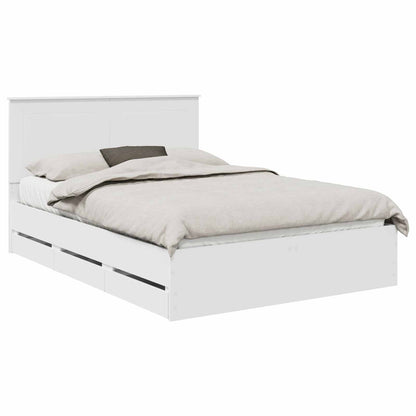 Bed Frame with Drawer White 140 x 190 cm Engineer Wood