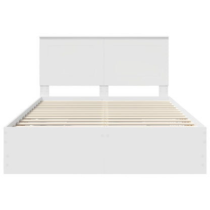 Bed Frame with Drawer White 140 x 190 cm Engineer Wood