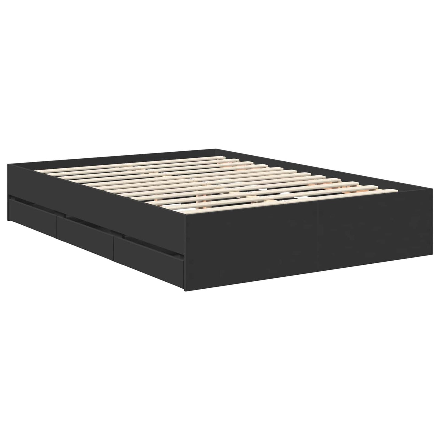 Bed Frame with Drawer Black 140 x 190 cm Engineer Wood