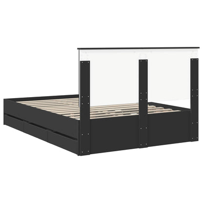 Bed Frame with Drawer Black 140 x 190 cm Engineer Wood