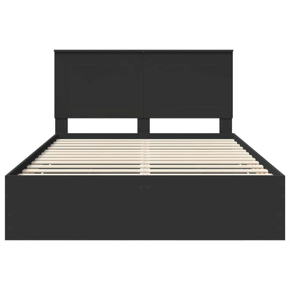 Bed Frame with Drawer Black 140 x 190 cm Engineer Wood