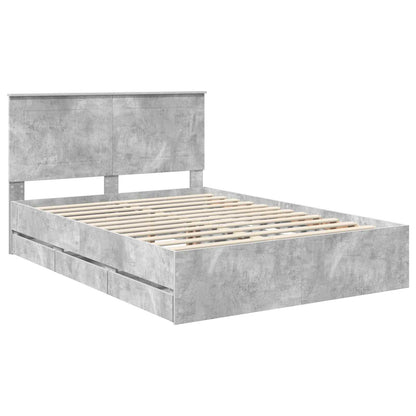 Bed Frame with Drawer Concrete Grey 140 x 190 cm Engineer Wood