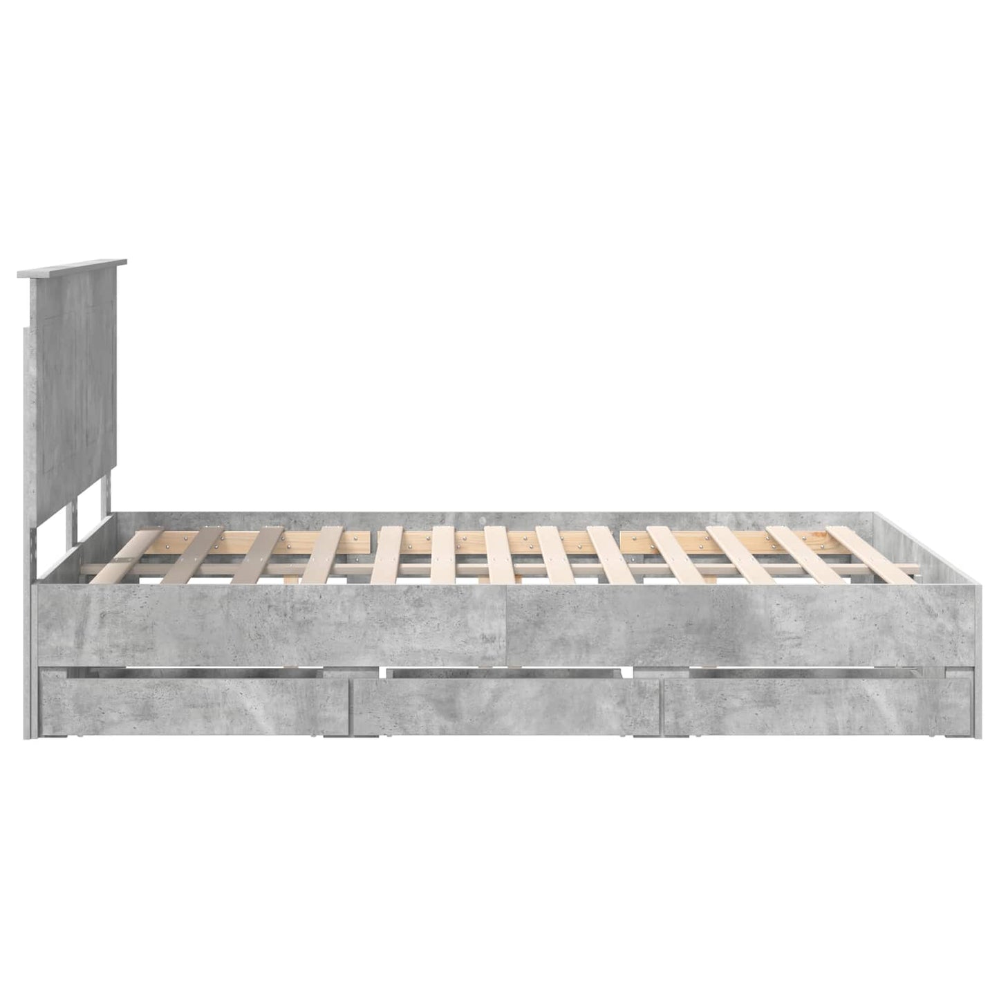 Bed Frame with Drawer Concrete Grey 140 x 190 cm Engineer Wood