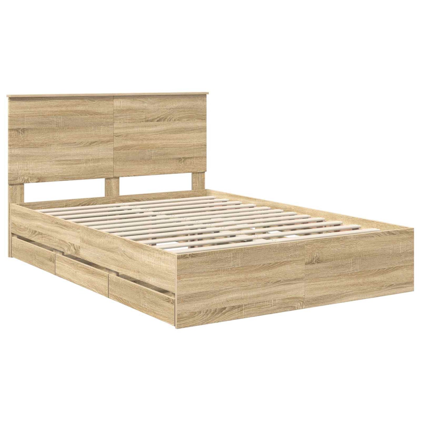 Bed Frame with Drawer Sonoma Oak 140 x 200 cm Engineer Wood