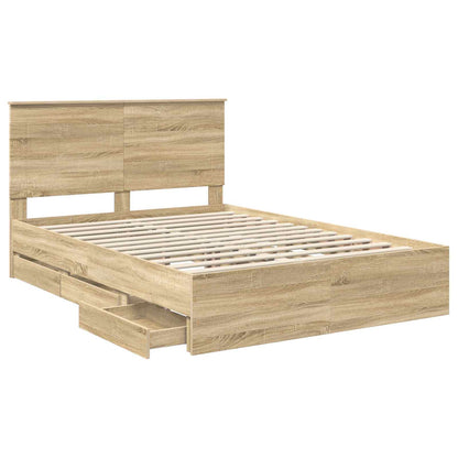 Bed Frame with Drawer Sonoma Oak 140 x 200 cm Engineer Wood