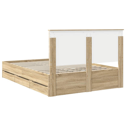 Bed Frame with Drawer Sonoma Oak 140 x 200 cm Engineer Wood