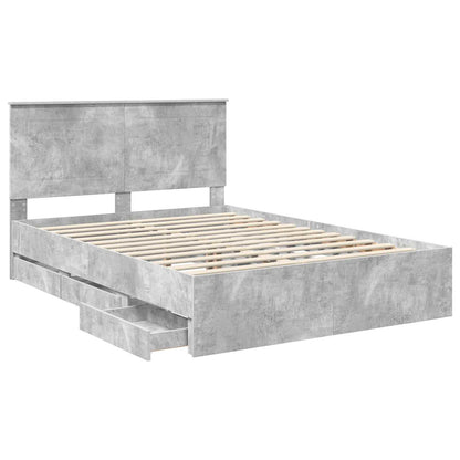 Bed Frame with Drawer Concrete Grey 140 x 200 cm Engineer Wood