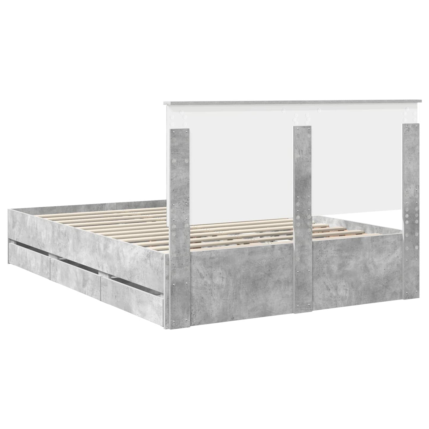 Bed Frame with Drawer Concrete Grey 140 x 200 cm Engineer Wood