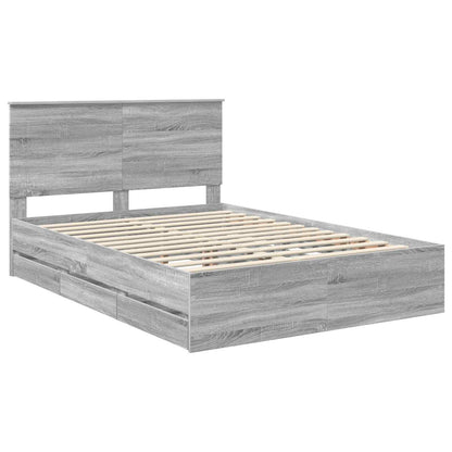Bed Frame with Drawer Grey Sonoma 140 x 200 cm Engineer Wood