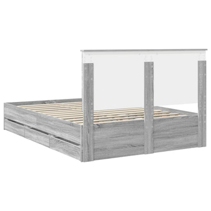 Bed Frame with Drawer Grey Sonoma 140 x 200 cm Engineer Wood