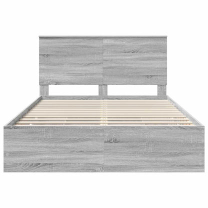 Bed Frame with Drawer Grey Sonoma 140 x 200 cm Engineer Wood
