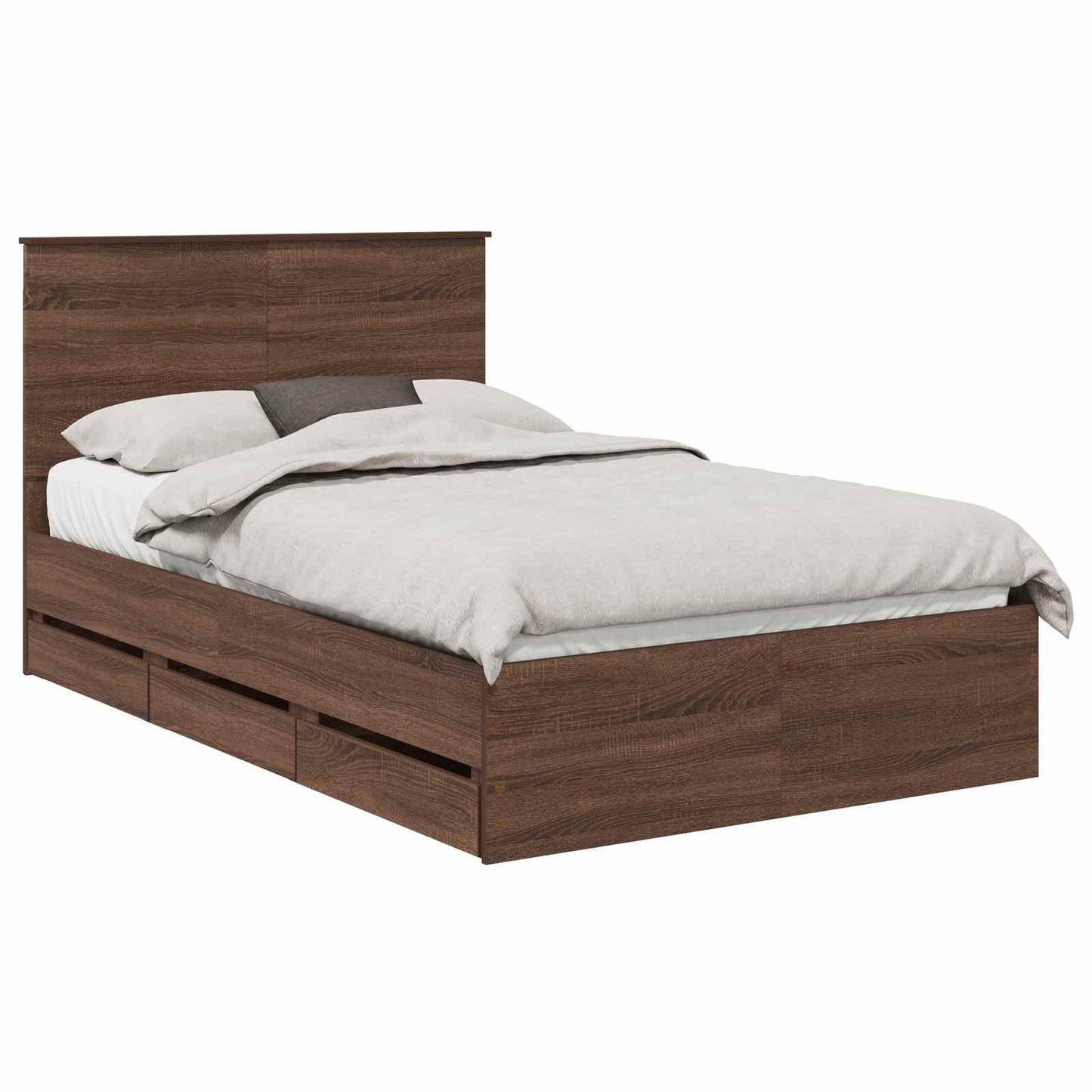 Bed Frame with Drawer Brown Oak 135 x 190 cm Engineer Wood