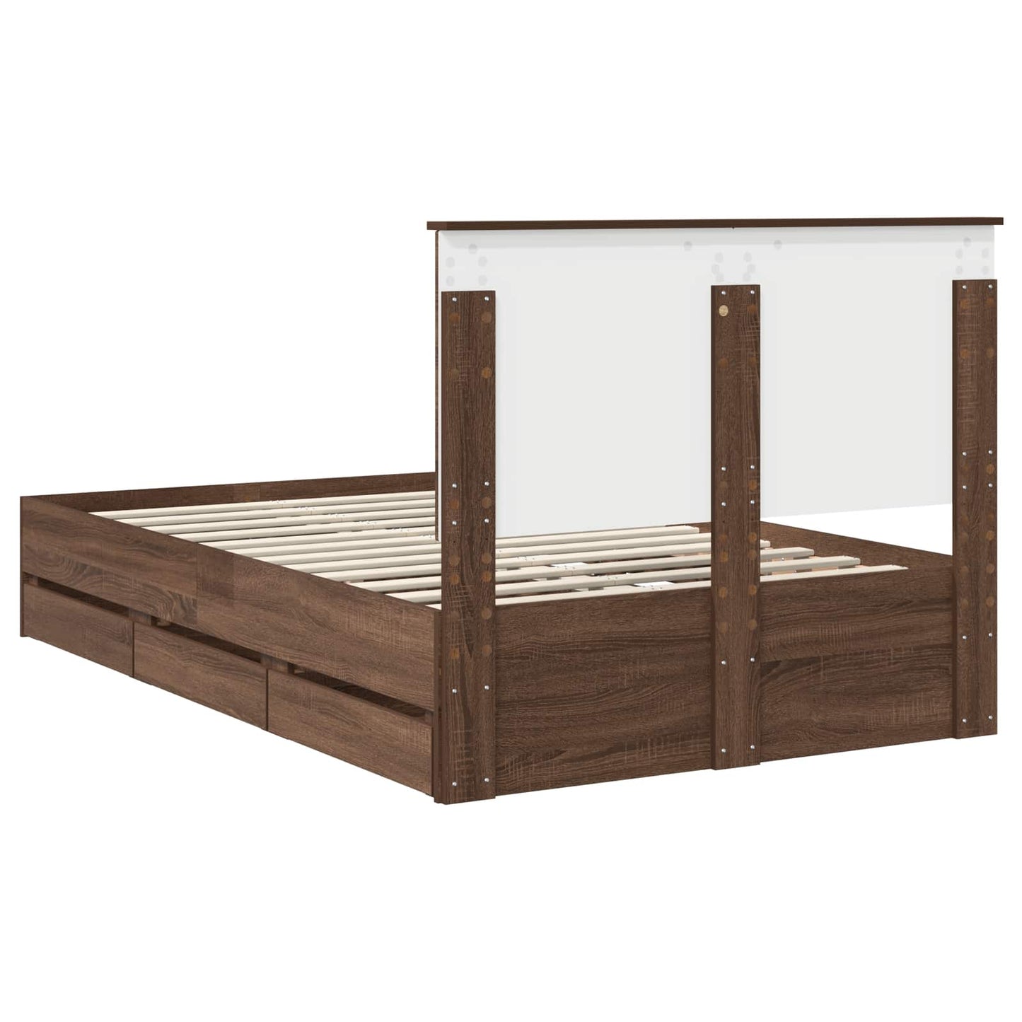 Bed Frame with Drawer Brown Oak 135 x 190 cm Engineer Wood