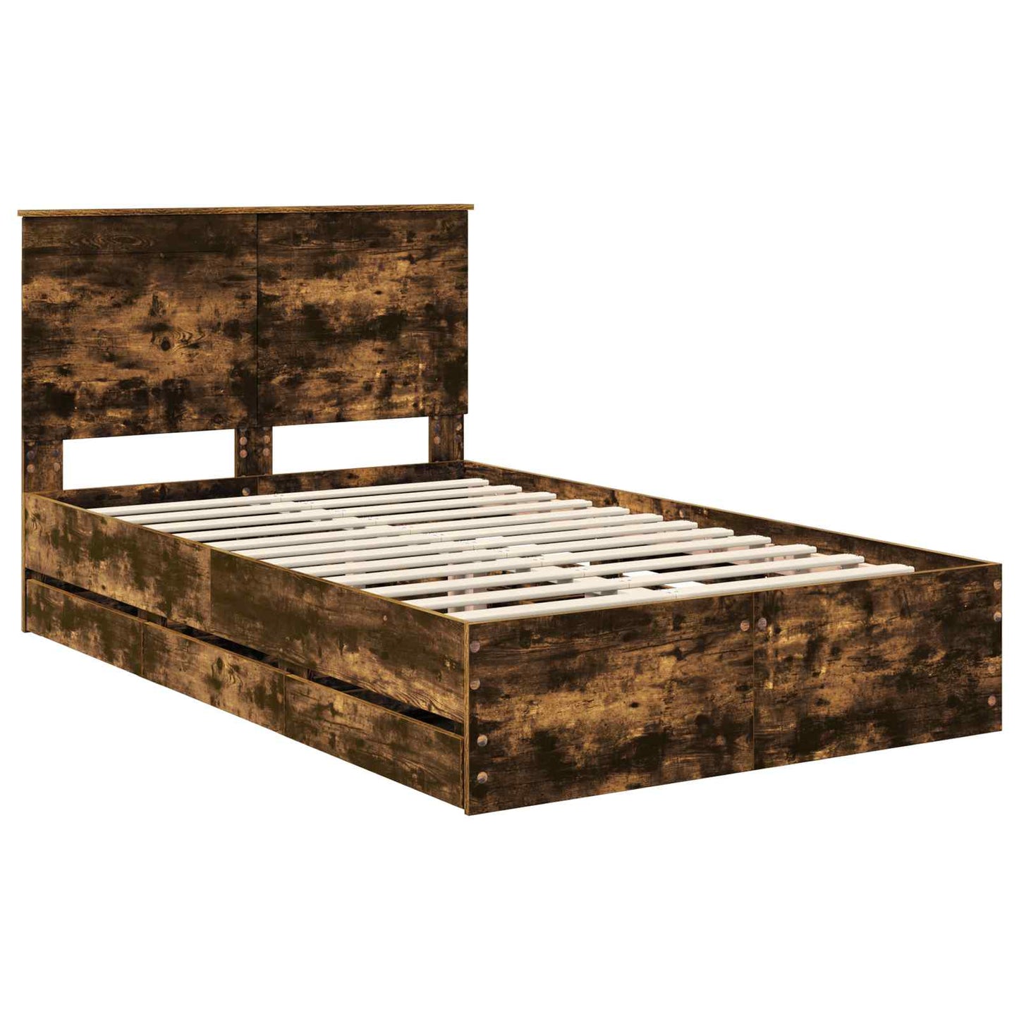 Bed Frame with Drawer Smoked Oak 120 x 190 cm Engineer Wood