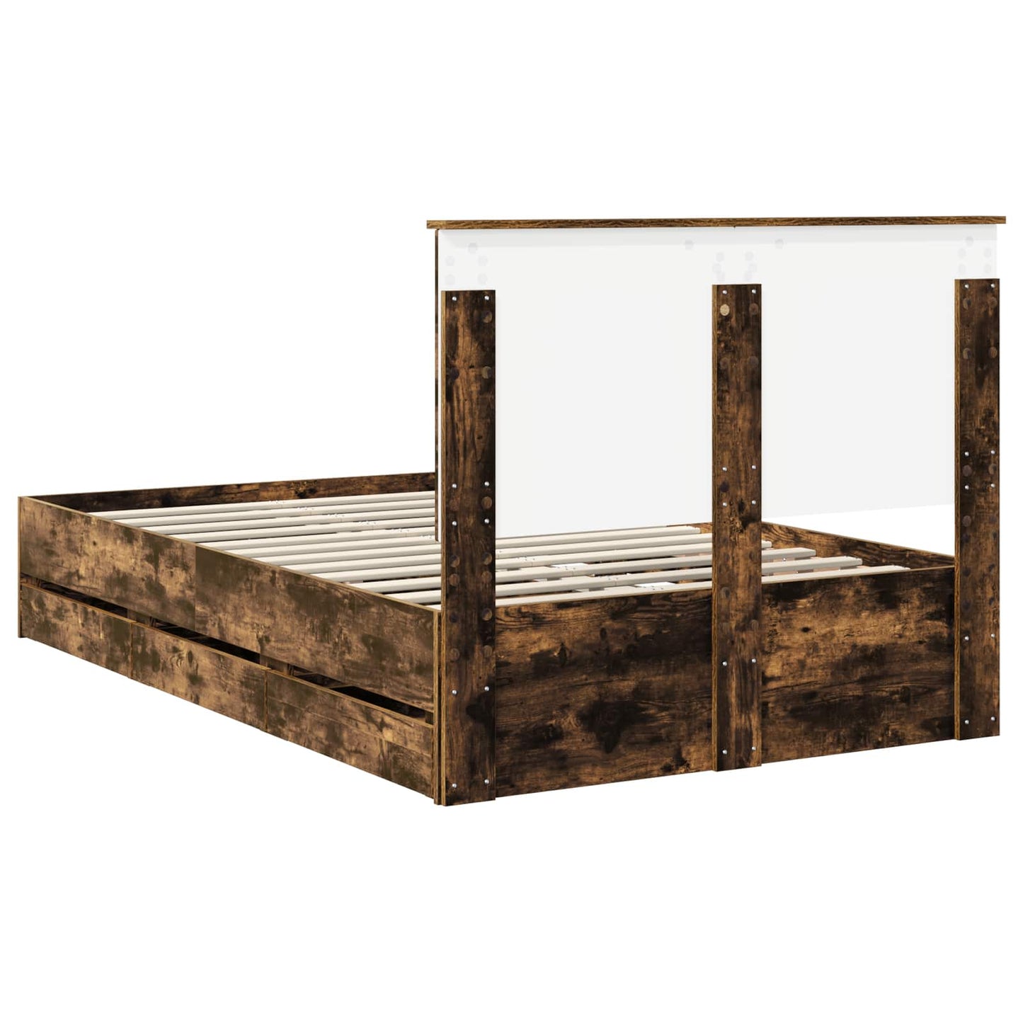 Bed Frame with Drawer Smoked Oak 120 x 190 cm Engineer Wood