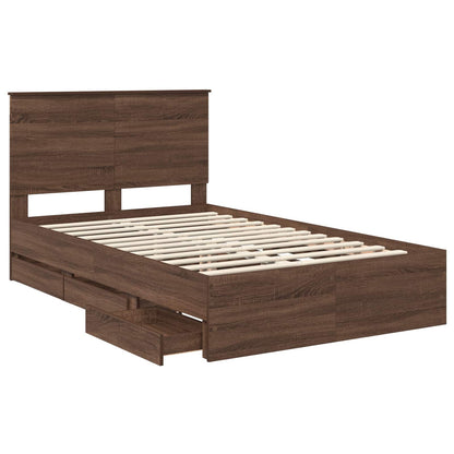 Bed Frame with Drawer Brown Oak 120 x 190 cm Engineer Wood