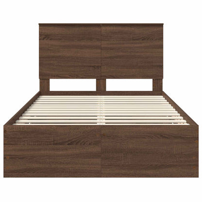 Bed Frame with Drawer Brown Oak 120 x 190 cm Engineer Wood