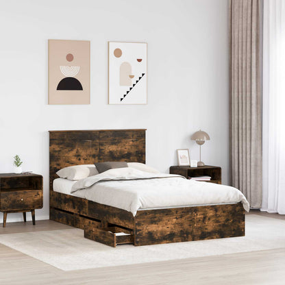 Bed Frame with Drawer Smoked Oak 120 x 200 cm Engineer Wood