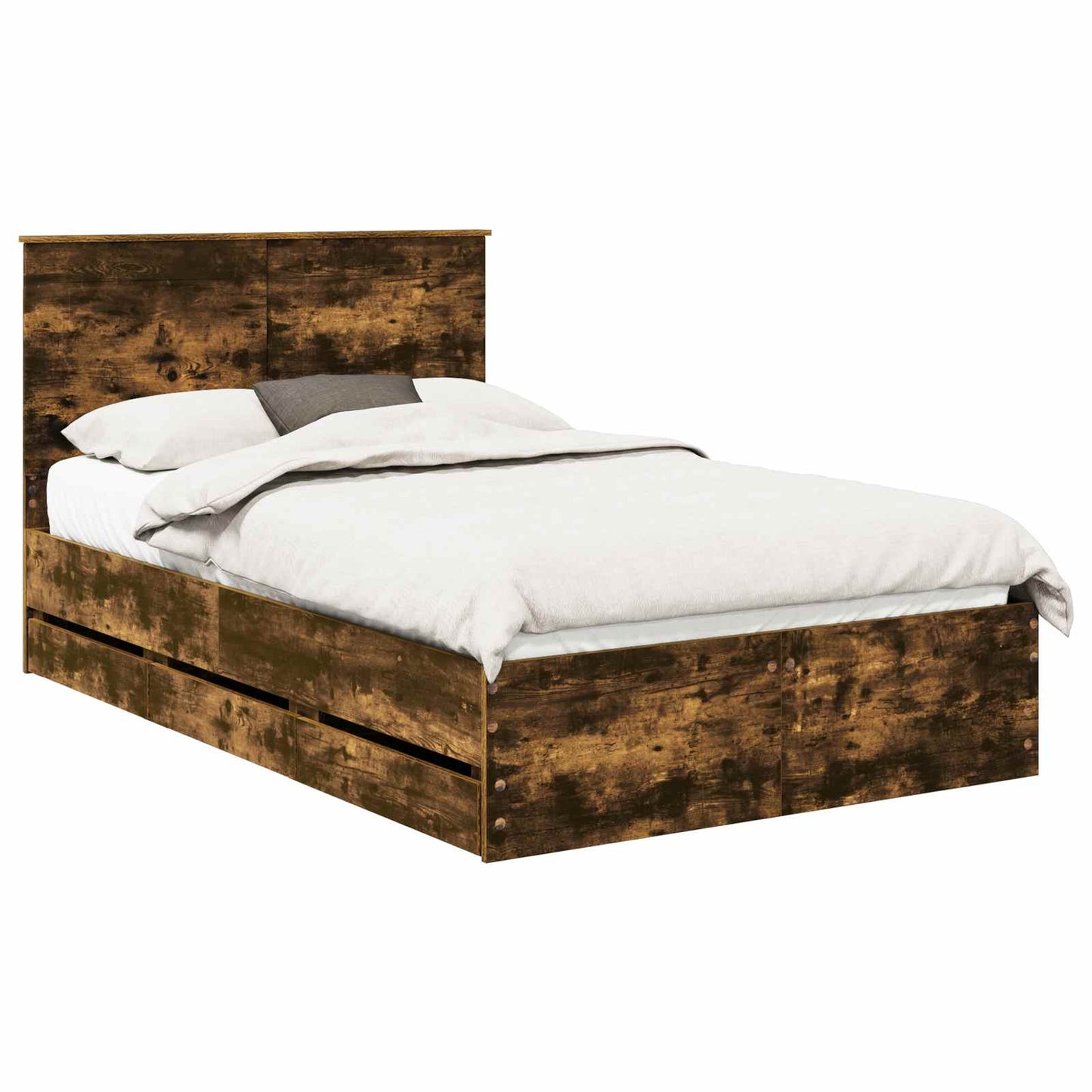 Bed Frame with Drawer Smoked Oak 120 x 200 cm Engineer Wood