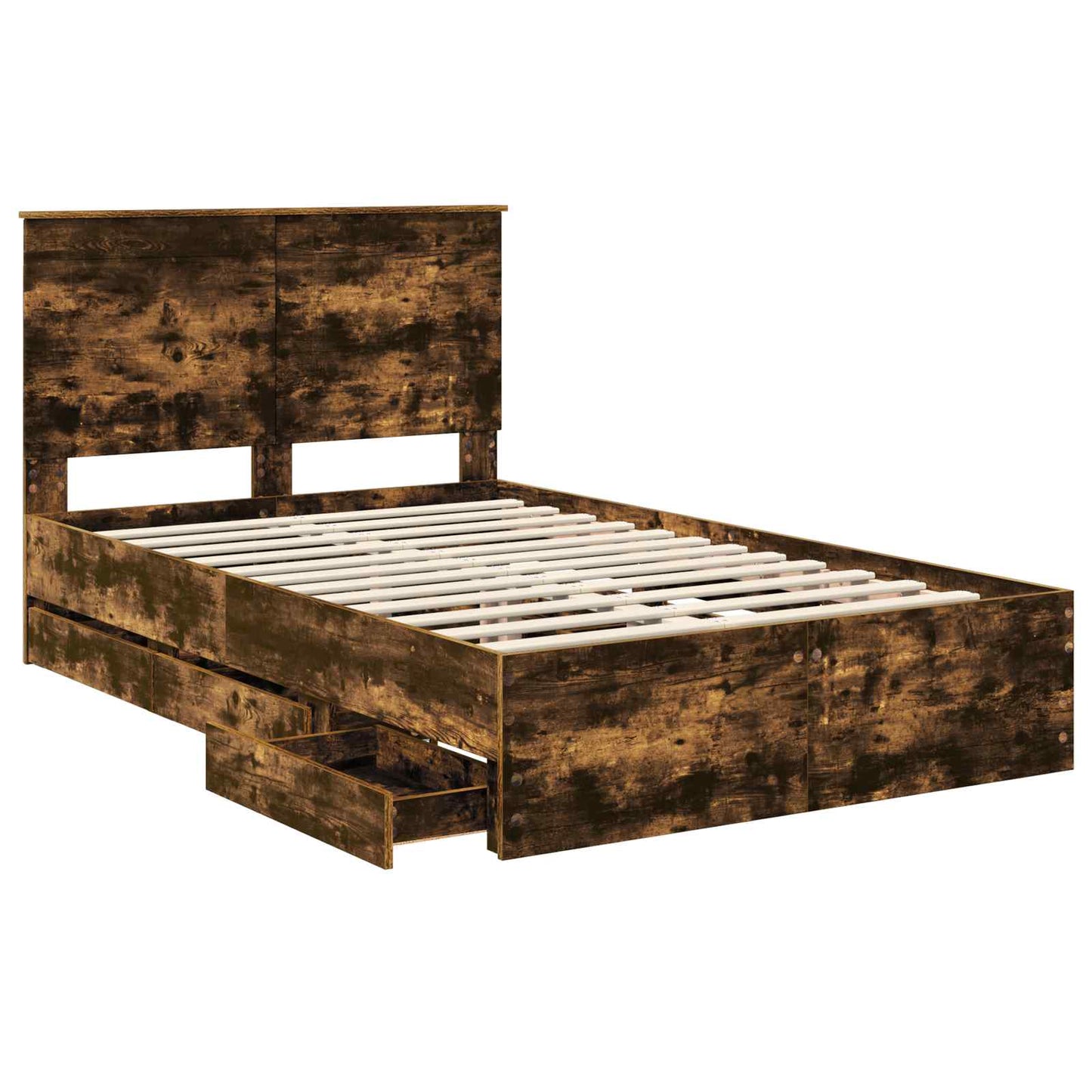Bed Frame with Drawer Smoked Oak 120 x 200 cm Engineer Wood